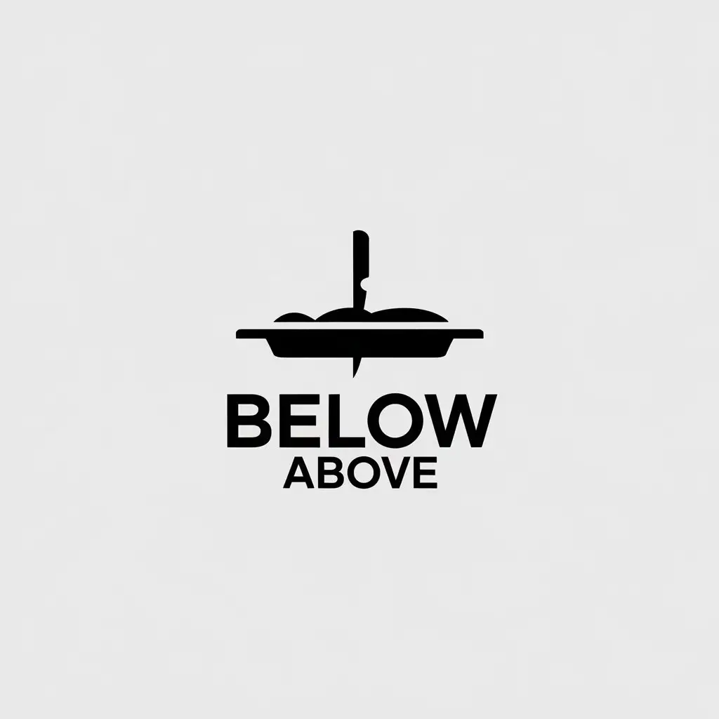 LOGO Design For BELOW ABOVE Minimalistic Vector Logo with Dinner Tray and Steak Knife