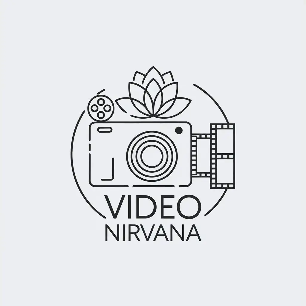 LOGO-Design-for-Video-Nirvana-Minimalistic-Style-with-Camera-Film-and-Lotus-Flower