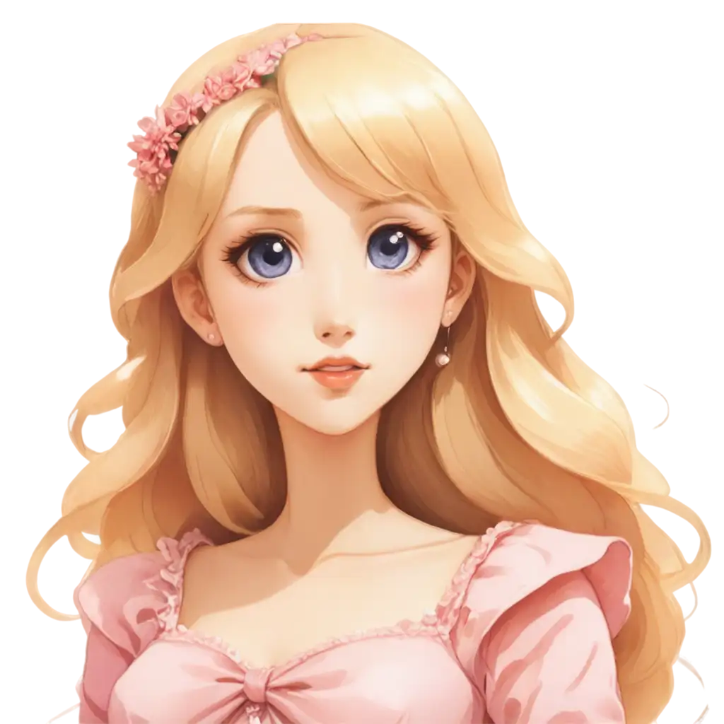 Beautiful-Princess-Girl-in-Anime-Style-PNG-Elegant-HalfBody-Portrait