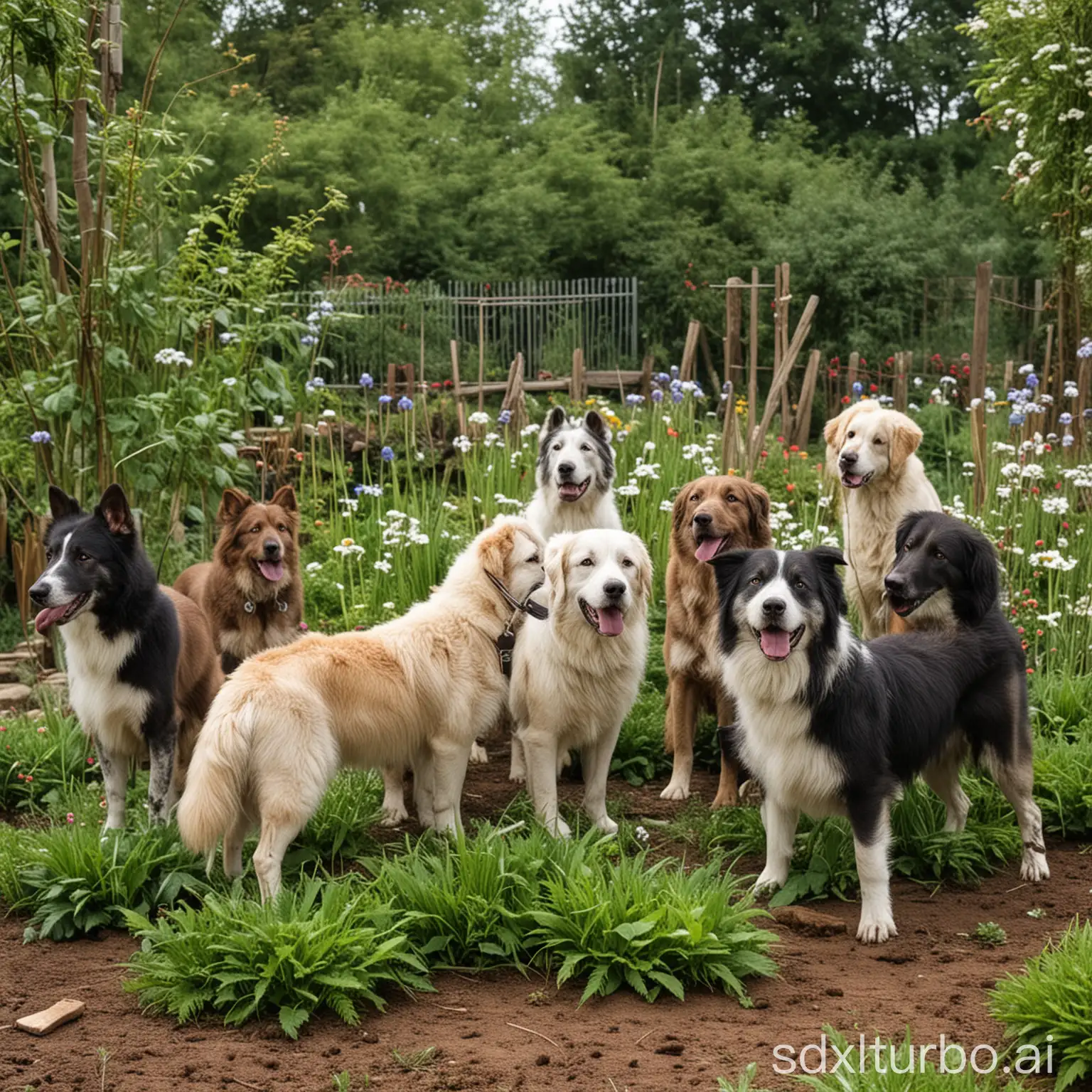 Shepherd-Dogs-in-a-Serene-Garden-Setting