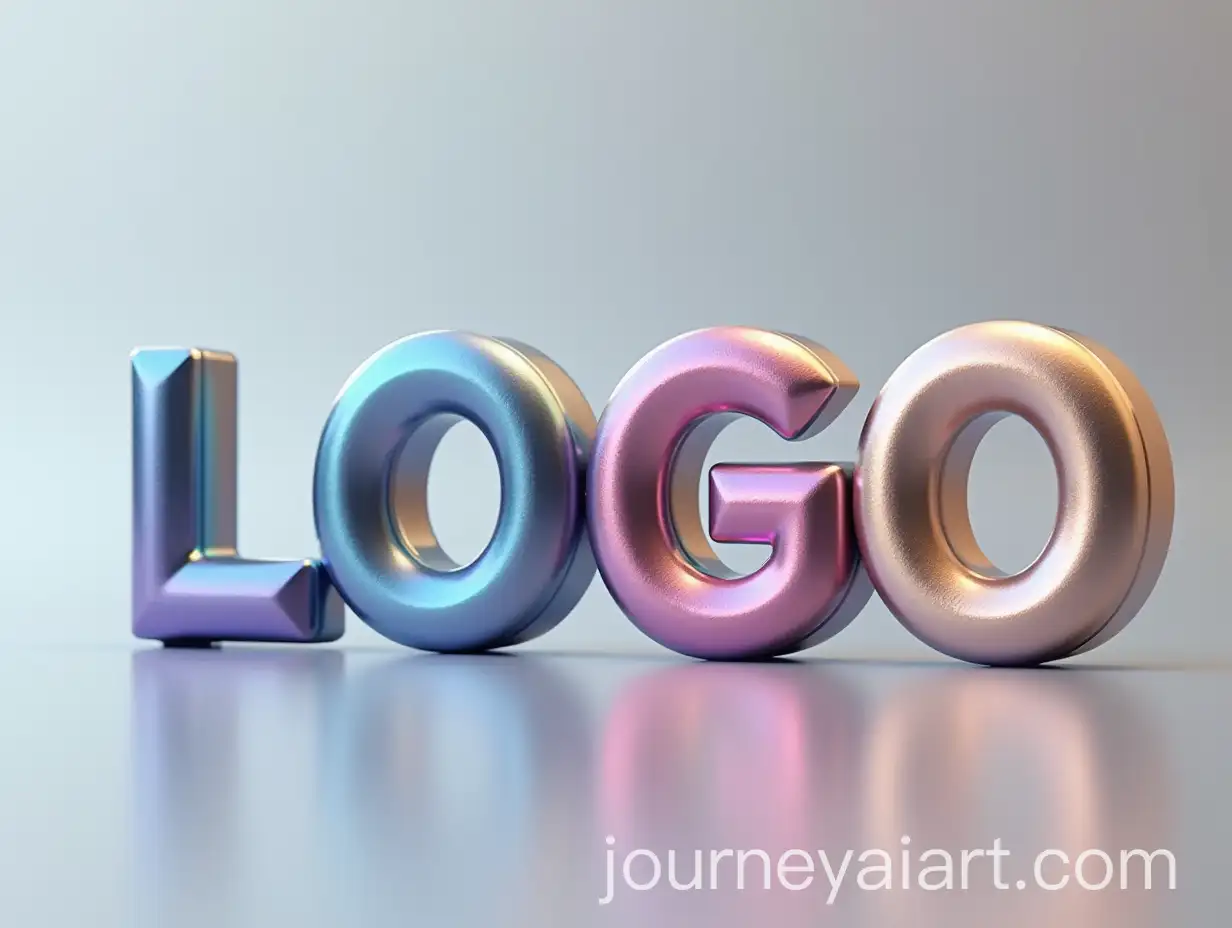 Volumetric-Metallic-Logo-with-Rainbow-Colors-on-Mirror-Surface