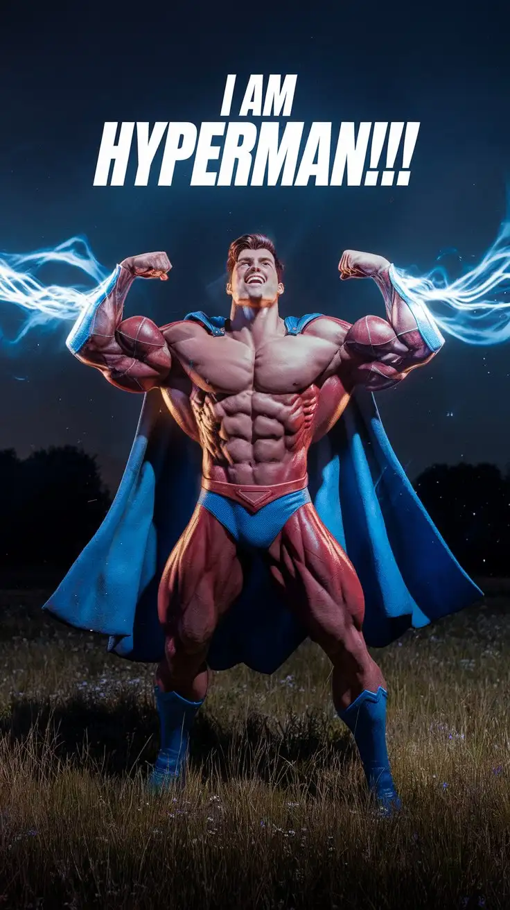 Superpowered-Hero-Flexing-Muscles-in-Luminous-Blue-Energy-at-Night