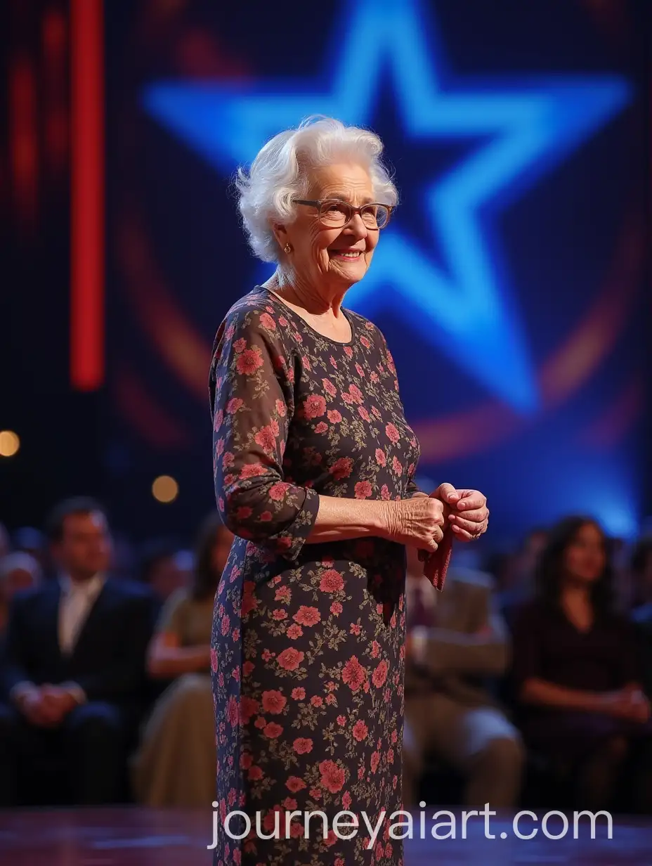 Elderly-Woman-on-Americas-Got-Talent-Stage-with-Graceful-Presence
