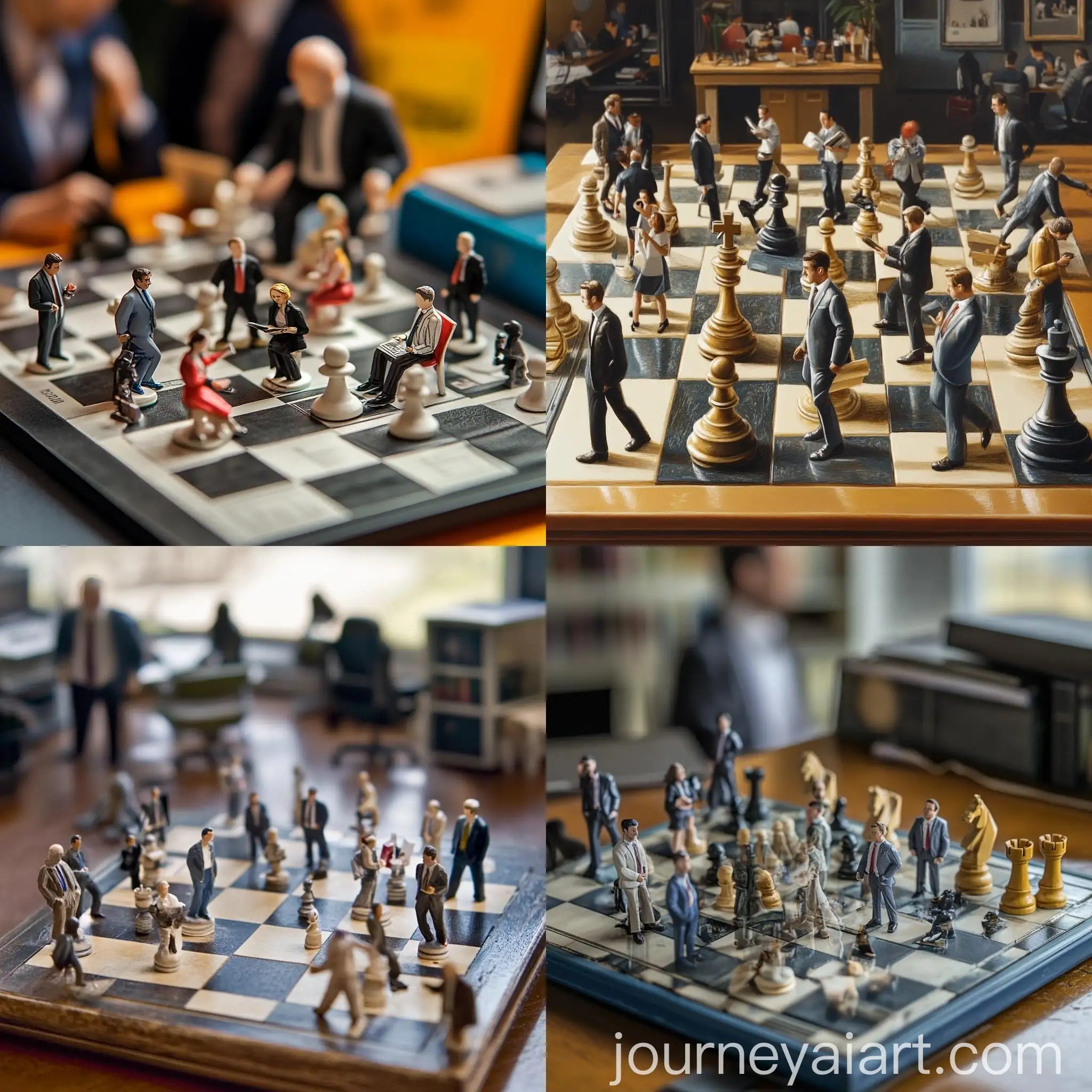 Office-Workers-Playing-Chess-on-Chess-Board