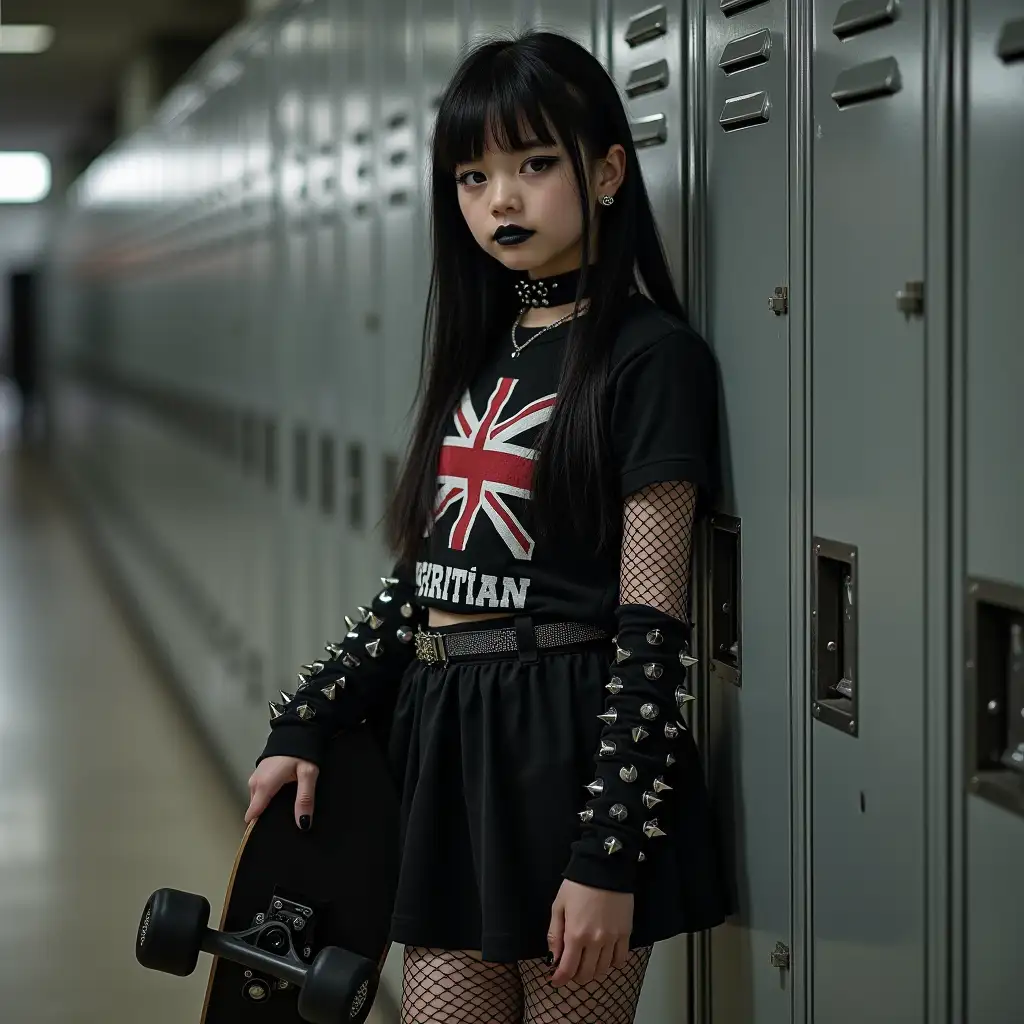 Gothic-Trans-Teen-with-Skateboard-by-School-Locker