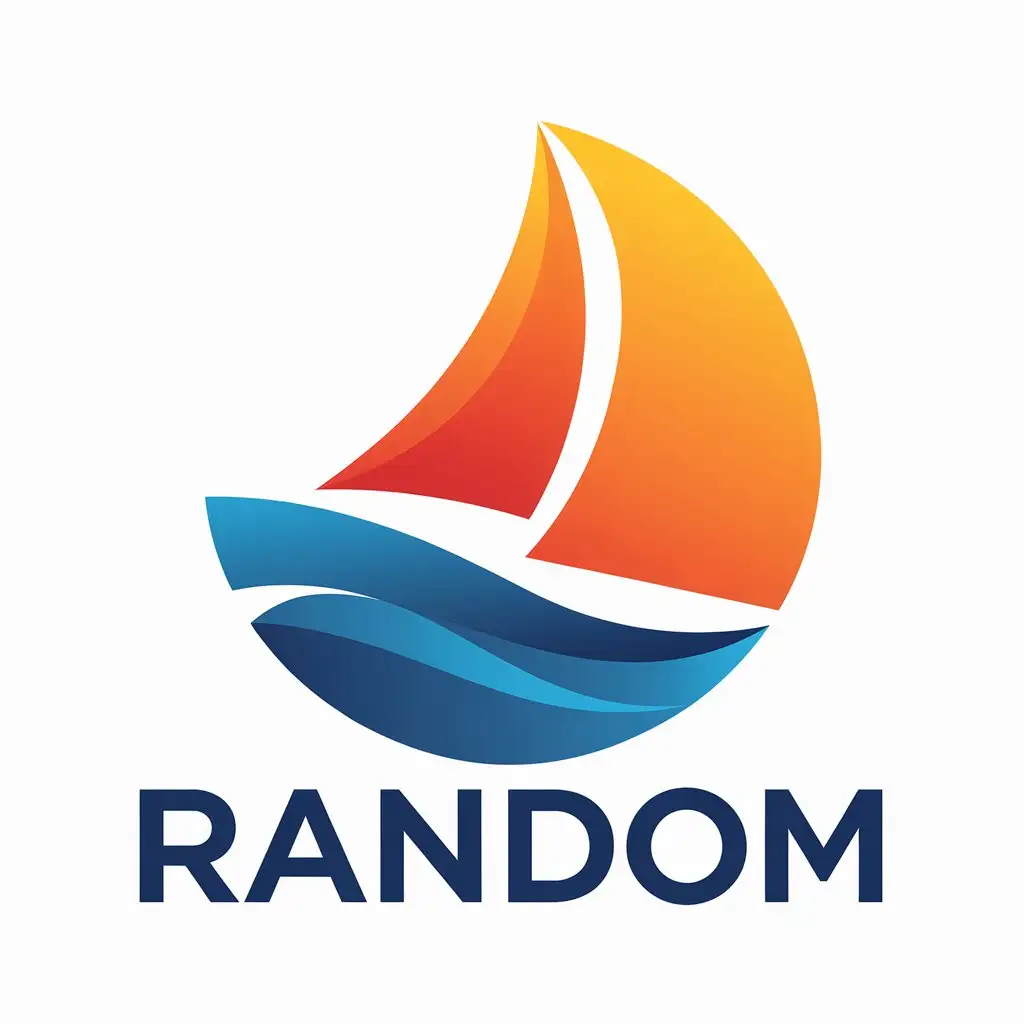 a vector logo design,with the text "RANDOM", main symbol:sail wind wave,Moderate,clear background