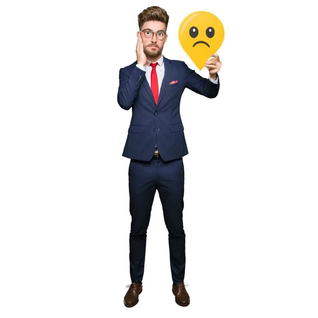 An emoji-style cartoon character of a young person standing nervously in a job interview, wearing a sharp 3-piece suit (blazer, waistcoat, and tie). The character has a confused and dizzy expression — big, swirling eyes, raised eyebrows, sweat drops on the forehead, and a slightly open mouth. Several colorful question marks float above the head, with circular motion lines around the head to show dizziness and confusion. The young person is holding a resume in one hand, standing awkwardly. Solid white background, clean, expressive, and humorous vector or emoji-style design.