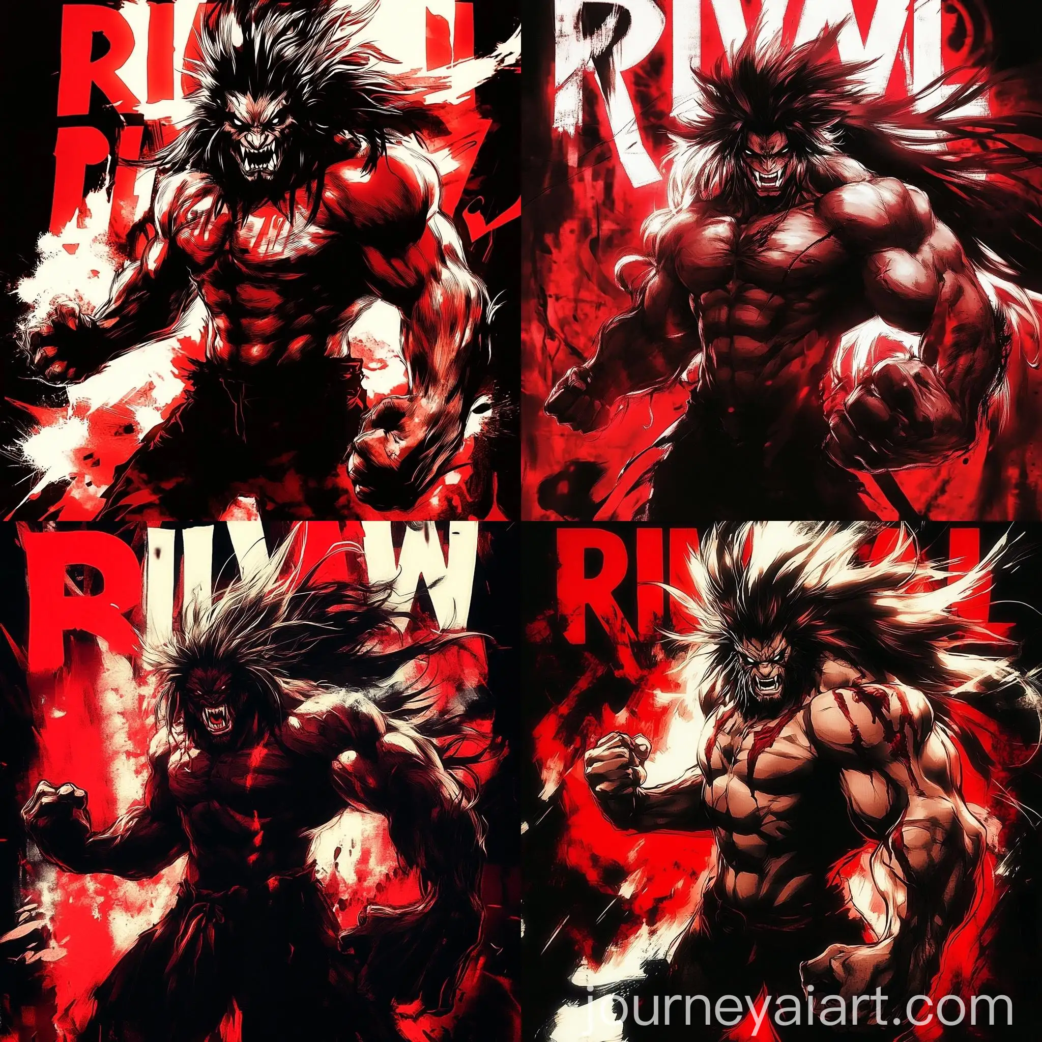 Muscular-Anthropomorphic-Creature-with-Wild-Hair-in-Confrontational-Pose