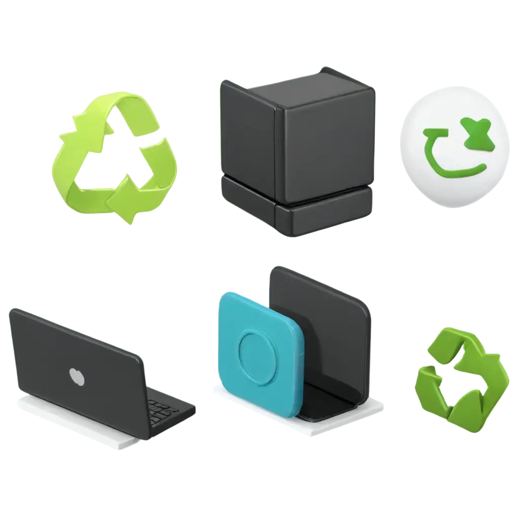 3D-Icon-Set-in-PNG-Format-Alarm-Recycle-Computer-Book-Mobile-for-Diverse-Applications