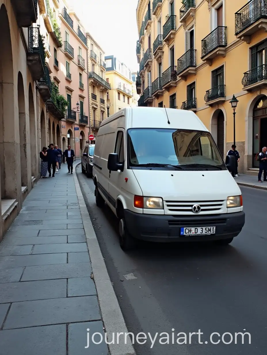 White-Van-on-Paseo-de-Gracia-in-Barcelona-with-Urban-Setting