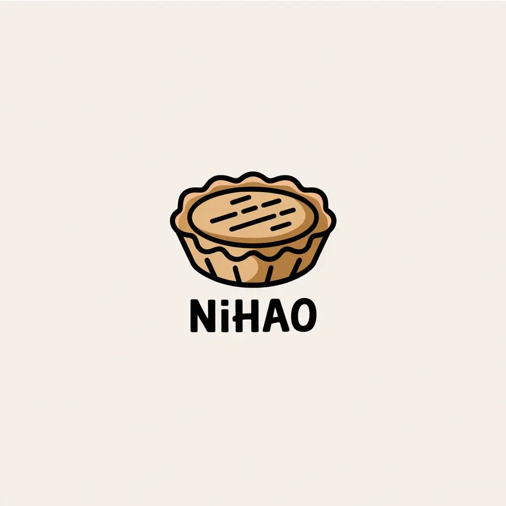 a vector logo design,with the text "nihao", main symbol:danhuangsu (translated from Chinese, it means custard tart),Minimalistic,clear background