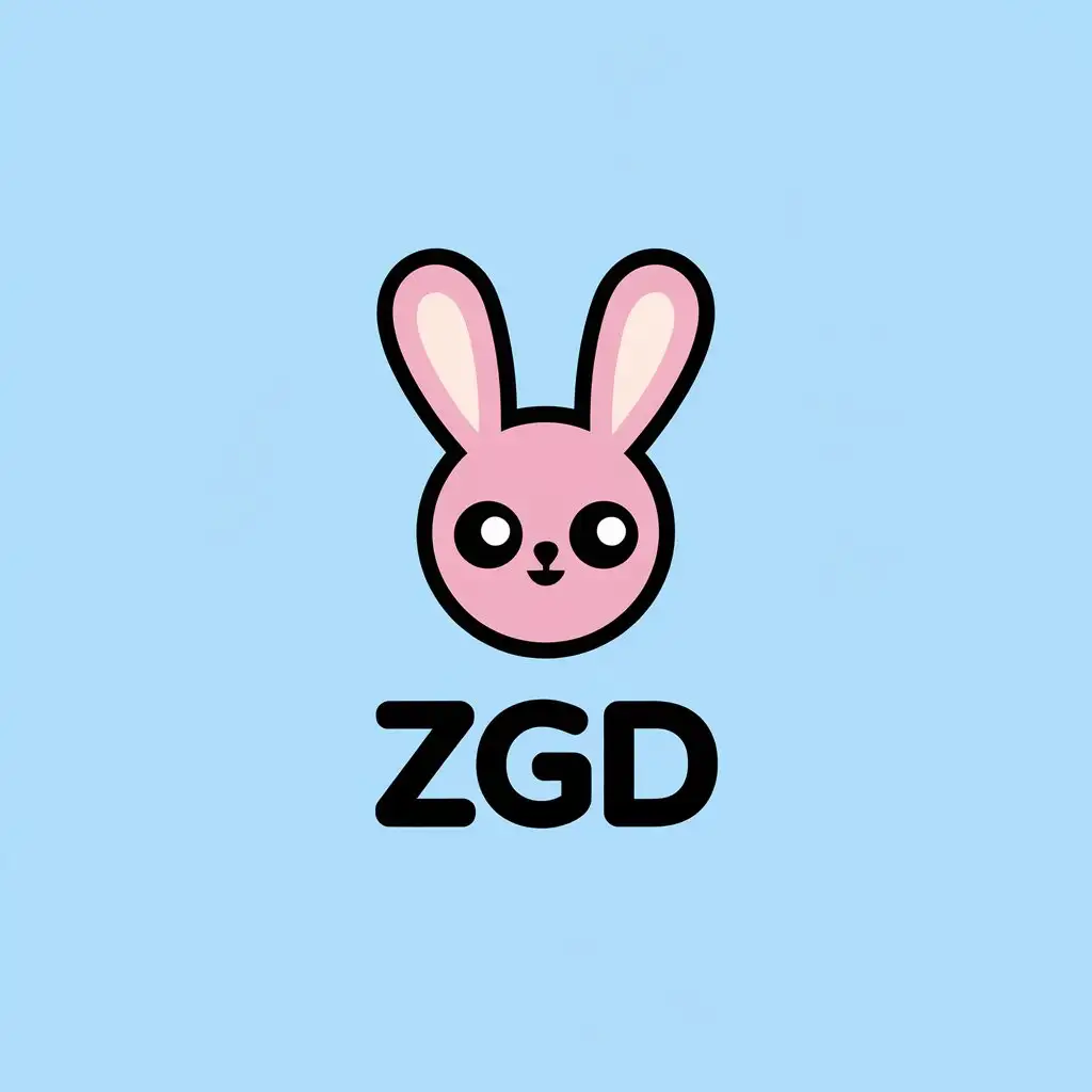 LOGO-Design-for-ZGD-Minimalist-Pink-Rabbit-Head-on-Sky-Blue-Background-for-Internet-Industry