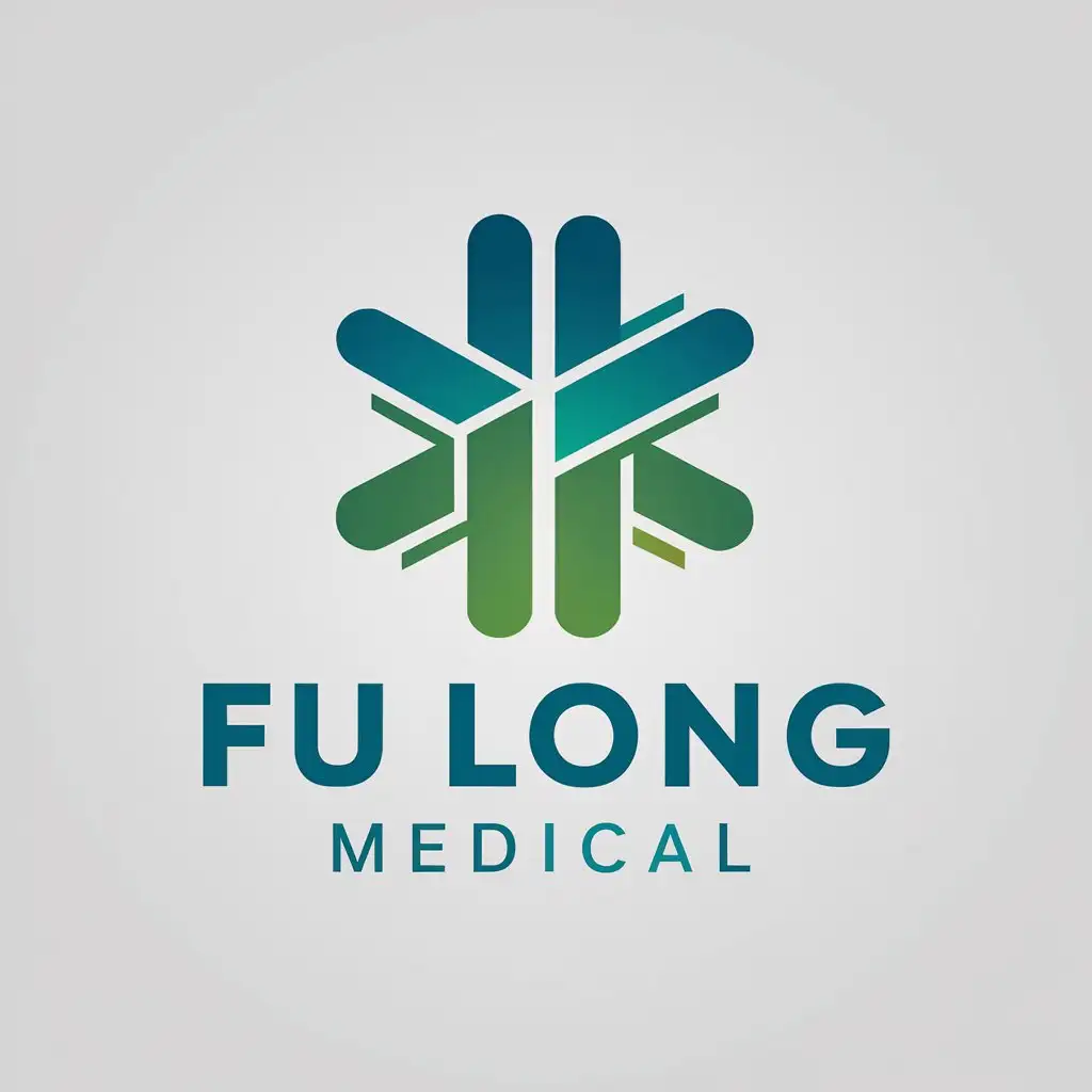 LOGO-Design-For-Fu-Long-Medical-Blue-to-Green-Gradient-Medical-Style-on-Clear-Background