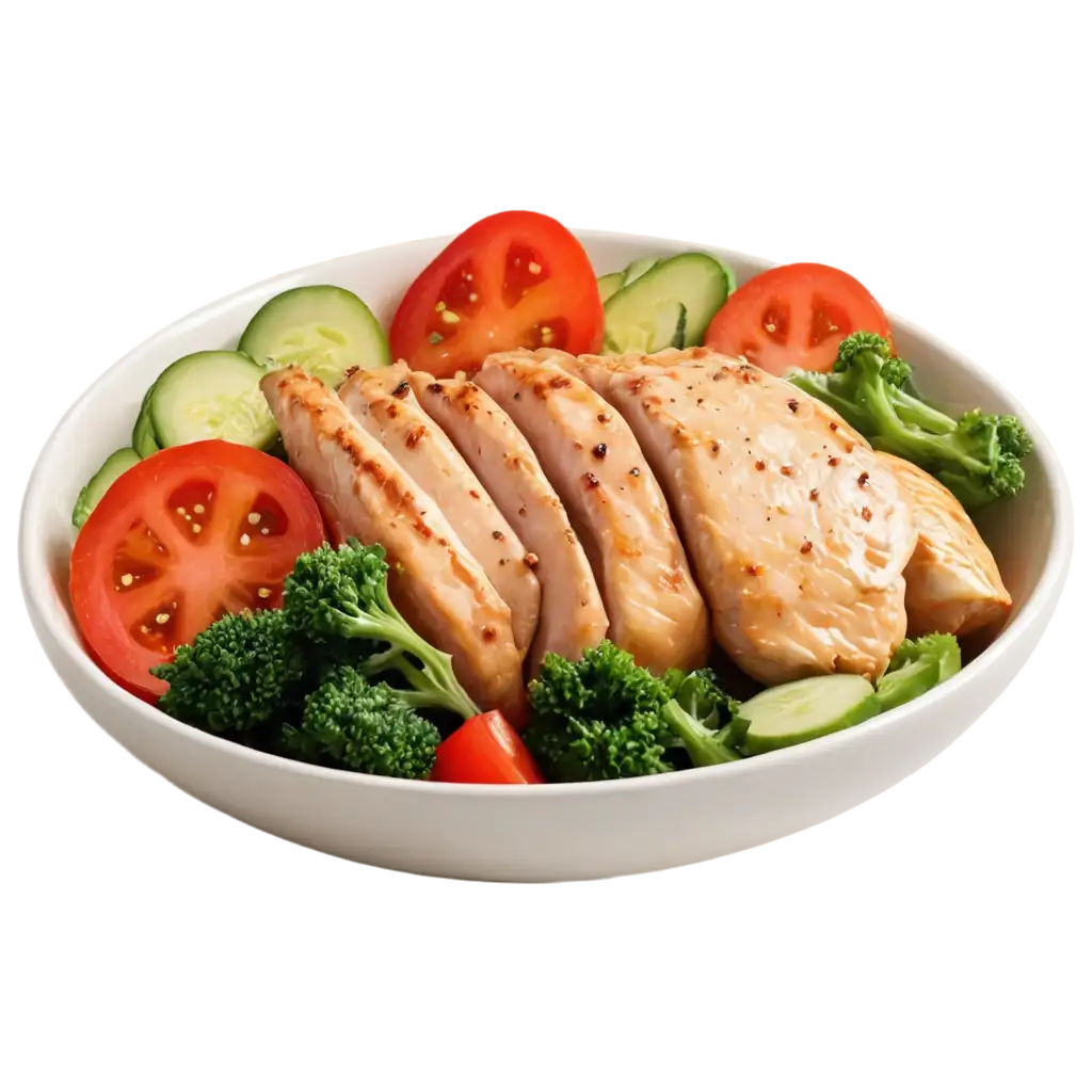 HighQuality-PNG-of-a-Bowl-of-Chicken-Breast-with-Mixed-Vegetable-Slices-Perfect-for-Health-and-Recipe-Imagery