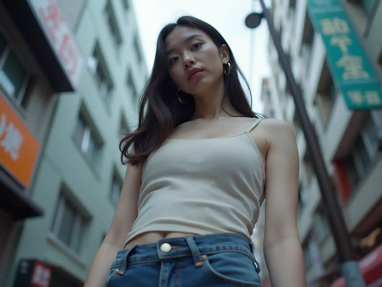 Confident-20YearOld-Shinjuku-Girl-Focused-on-Exam-Paper-Shot-from-Below