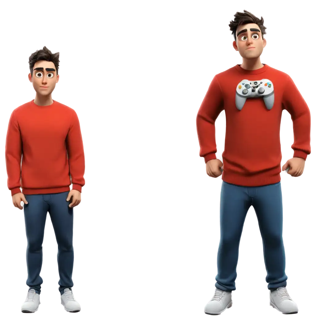 PNG-Image-of-a-Gamer-in-Red-Sweater-with-Black-Eyes-and-Cartoon-Theme-Enhance-Your-Digital-Projects-with-HighQuality-Artwork