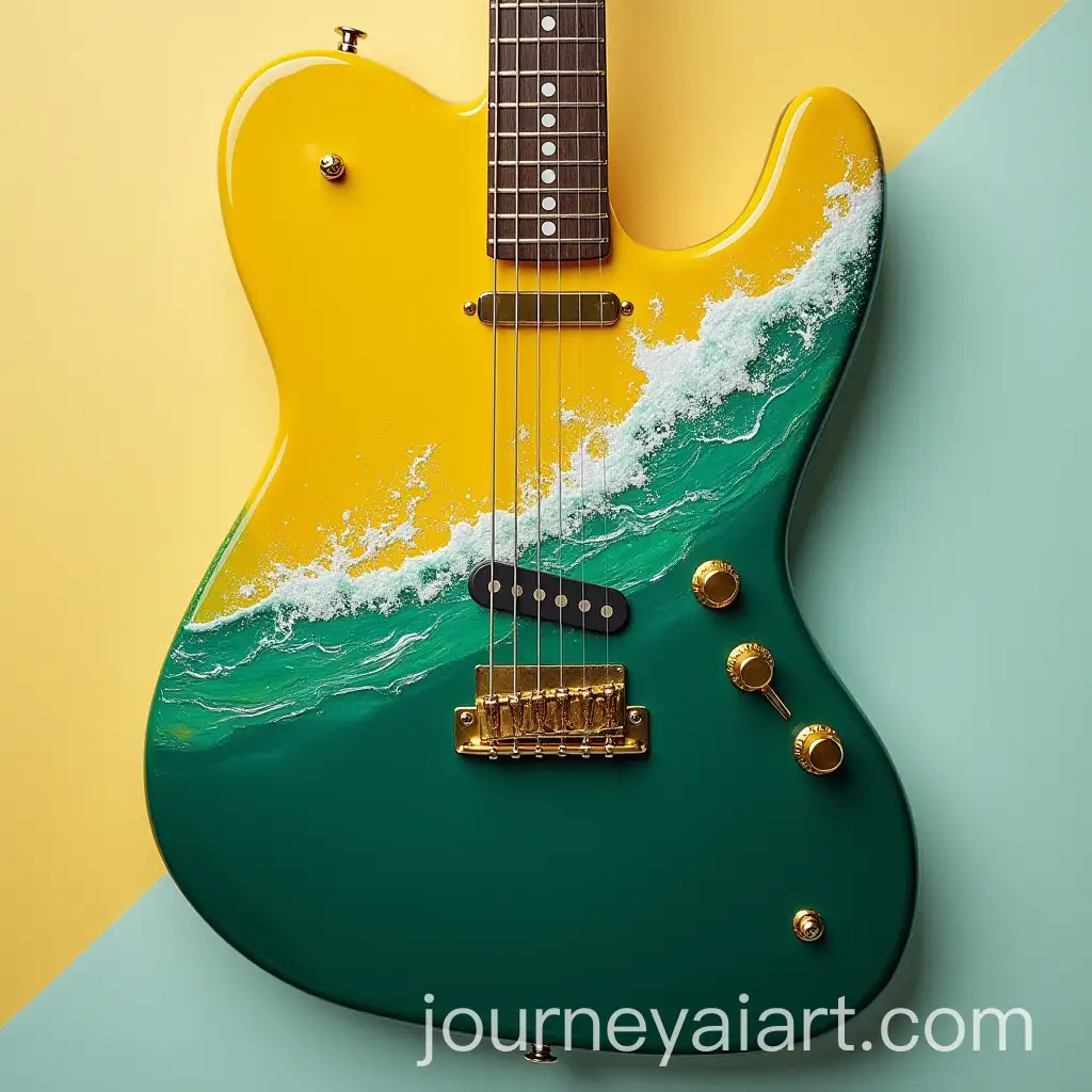 Fender-Jaguar-Guitar-with-Split-Yellow-and-Green-Diagonal-Body-Design