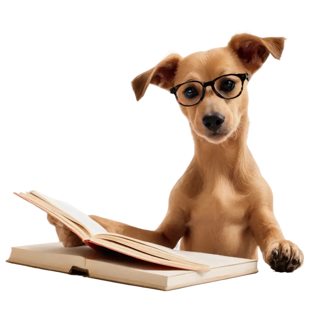 PNG-Image-of-a-Dog-Reading-a-Book-Captivating-Art-for-Digital-Content