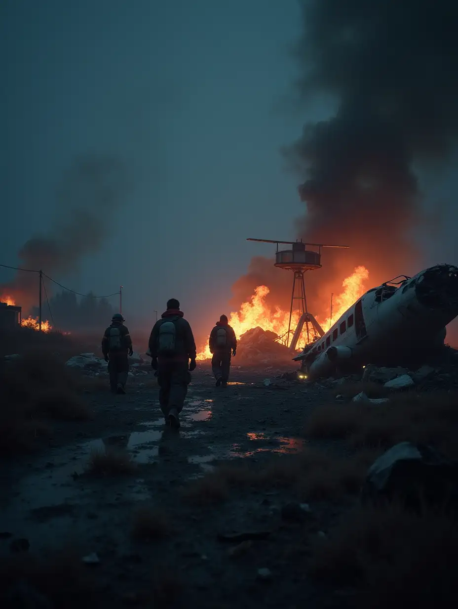 In the middle of the night, amidst the smoldering wreckage of a wrecked plane and helicopter, emergency crews advance with flashlights and fire-resistant suits. But something doesn't fit. At the center of the chaos, a small metal structure resembling a UFO is found billowing smoke.