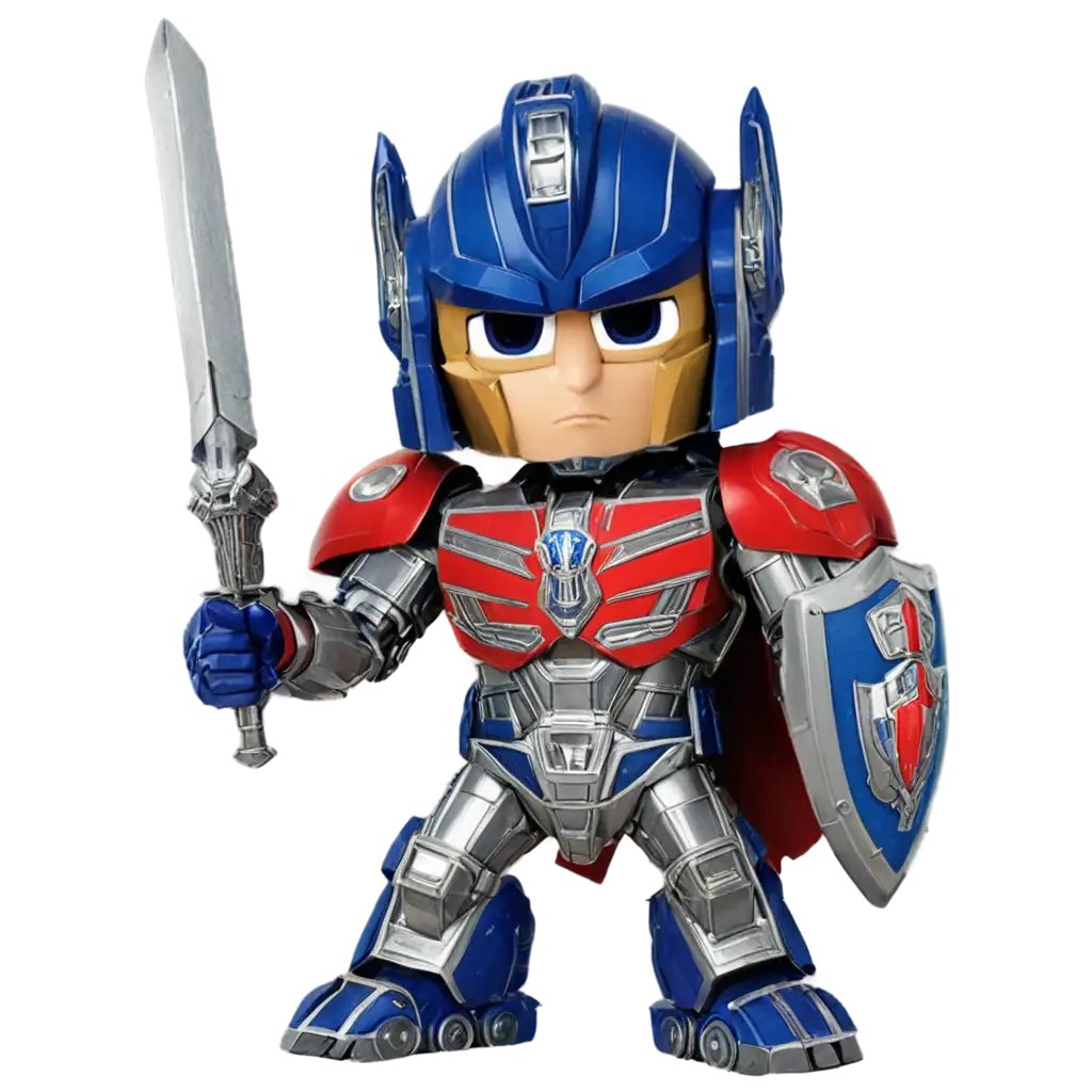 Chibi-Optimus-Prime-Holding-Sword-and-Shield-PNG-A-Dynamic-and-Versatile-Image-Format