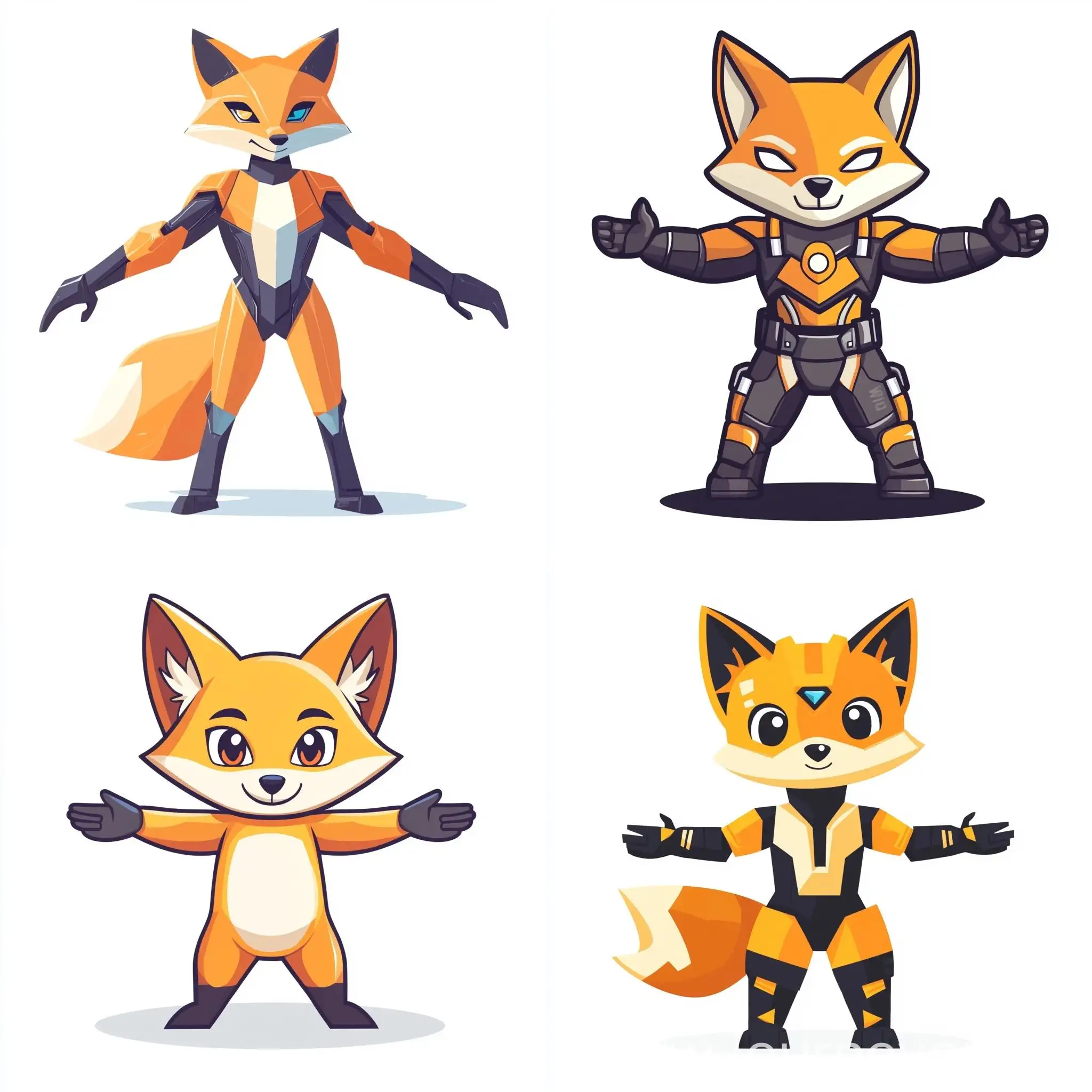 Flat-Style-Cyber-Fox-Mascot-with-Outstretched-Arms