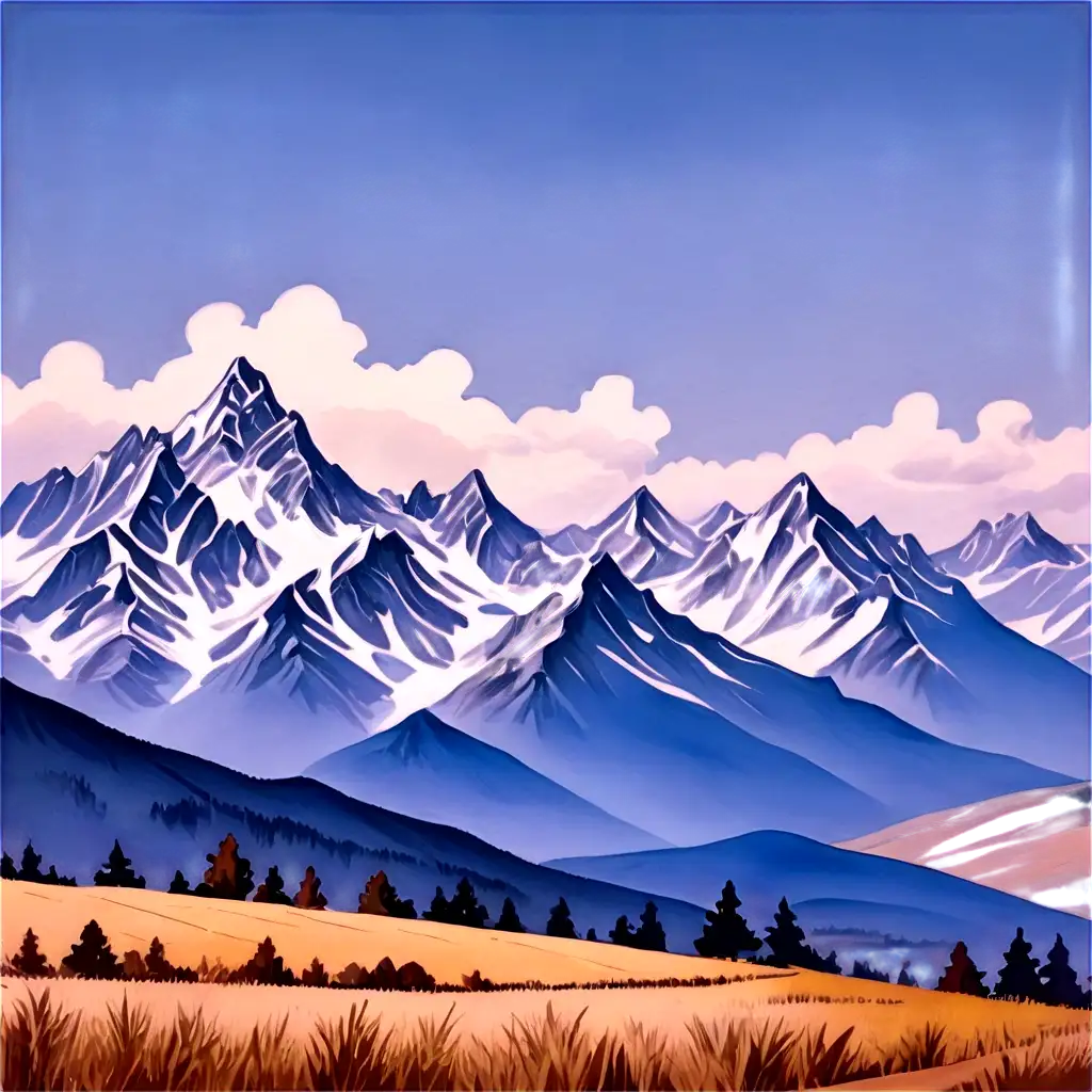 PNG-Image-of-Childrens-Painting-Style-High-Wild-Mountains-Under-a-Blue-Sky