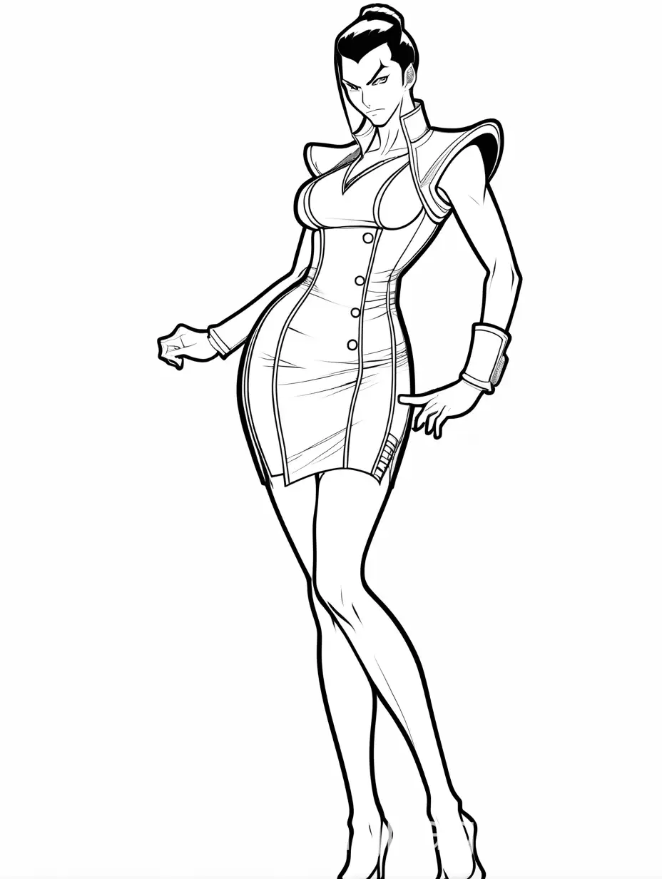 Kazuya-Mishima-in-Bodycon-Dress-Coloring-Page