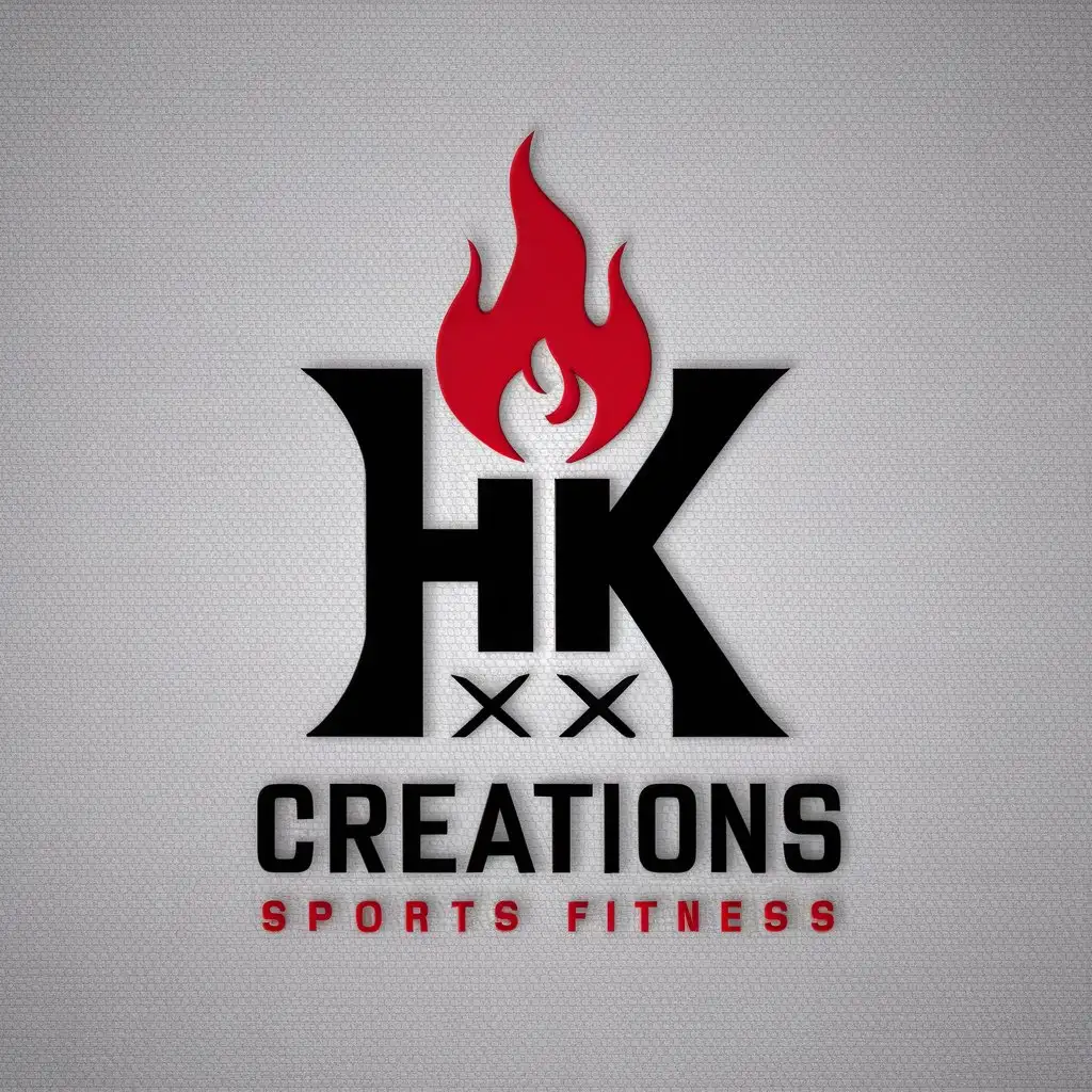 LOGO Design For HK Creations Red and Black Ombre with Flame and Connected H and K