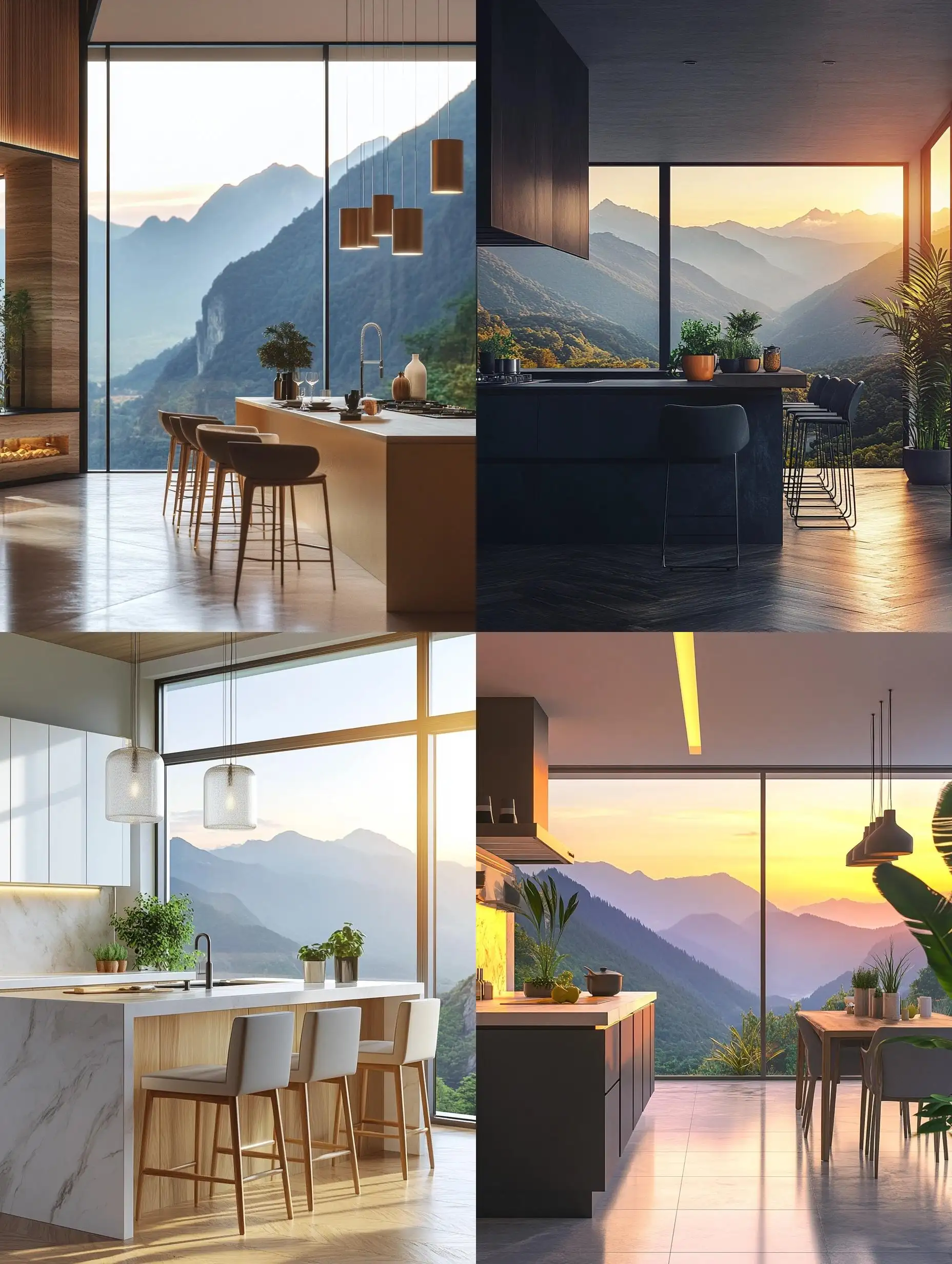 Luxury-Mountain-Kitchen-with-Bionic-Interior-Design-and-Sunset-View