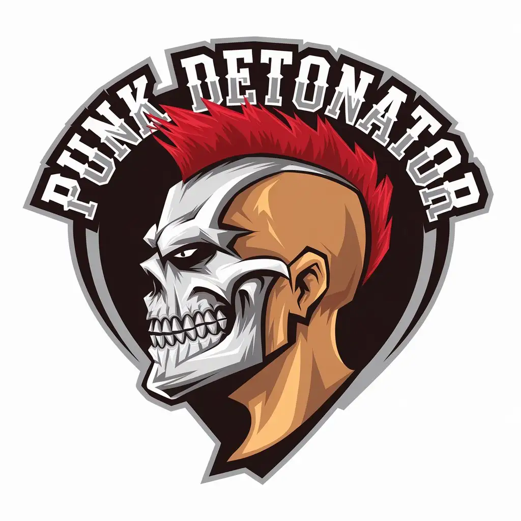 LOGO Design For Punk Detonator Red Head Skull Mask Profile View Vector Design