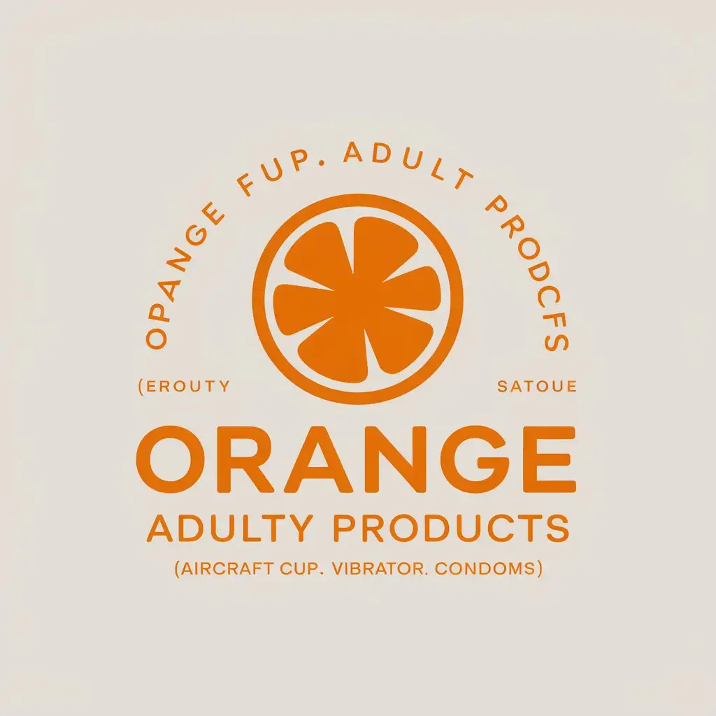 a vector logo design,with the text "Orange flavor adult products (aircraft cup. vibrator. condoms)", main symbol:Orange adult products erotic adult,Moderate,be used in Beauty Spa industry,clear background