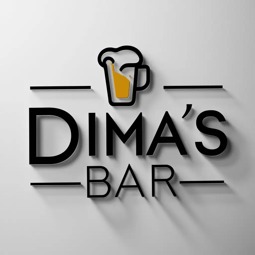 LOGO-Design-For-Dimas-Bar-Beer-Mug-Icon-with-Modern-Typography-for-Entertainment-Industry