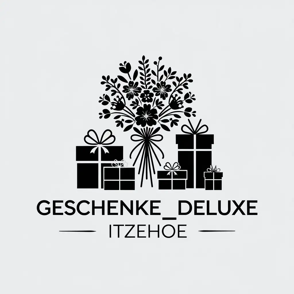 LOGO-Design-for-Geschenke-Deluxe-ITZEHOE-Minimalistic-Black-White-with-Bouquets-and-Gifts-Theme