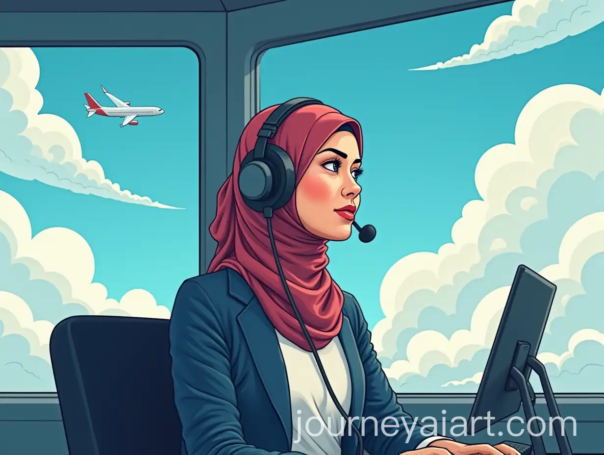 Woman-Air-Traffic-Controller-and-Pilot-in-Aviation-Wearing-Hijab