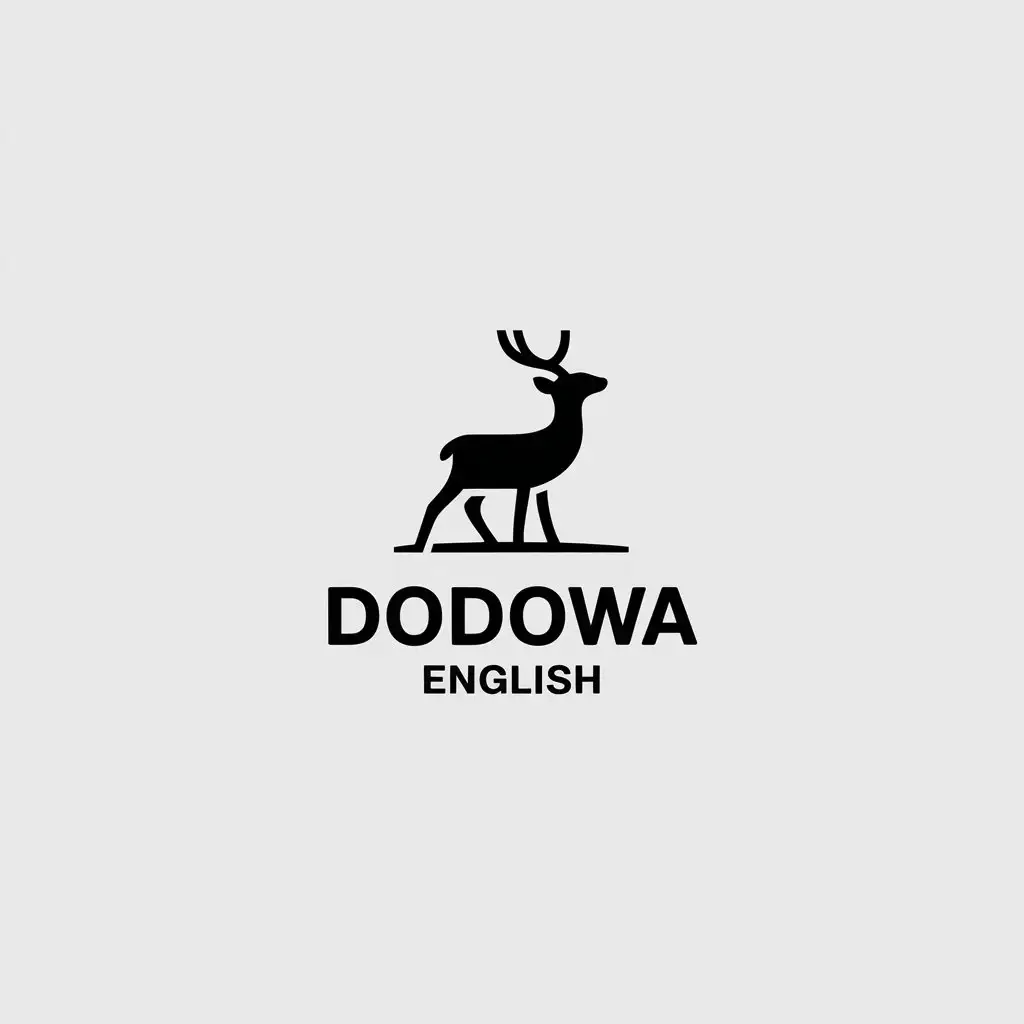 a vector logo design,with the text "DODOWA English", main symbol:deer,Minimalistic,be used in clothing industry,clear background