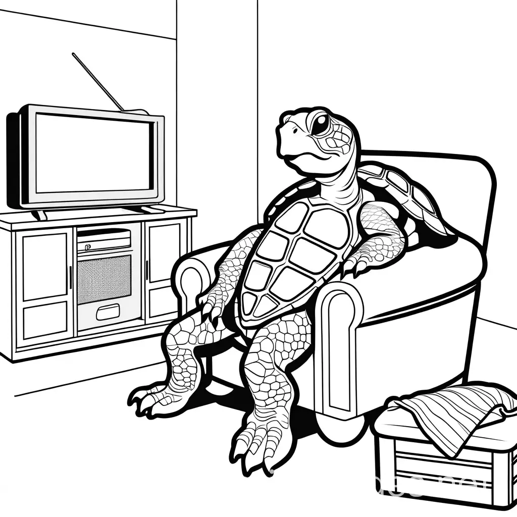 Adult-Male-Turtle-Character-Watching-TV-Coloring-Page