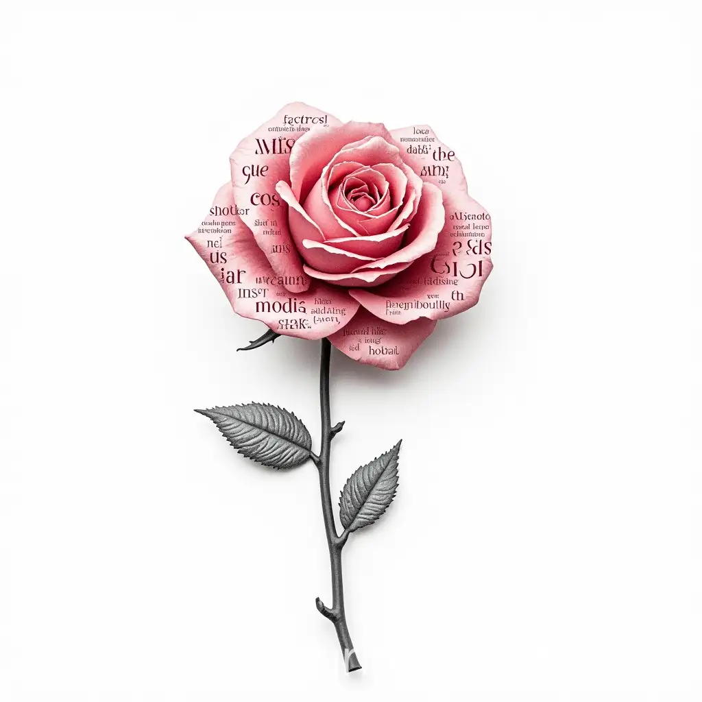 Poetic-Rose-of-Love-Sadness-and-Depression-with-Words-on-White-Background