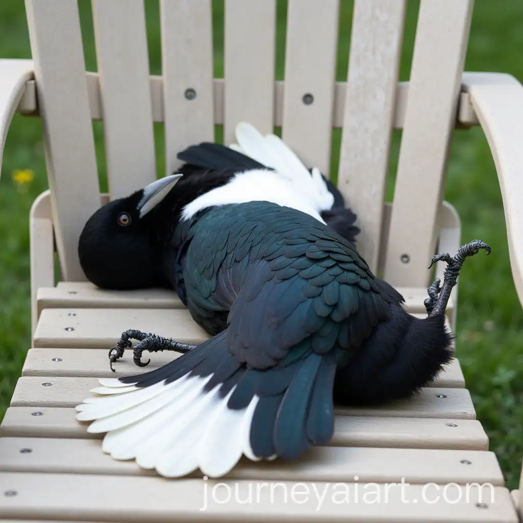 Magpie-Relaxing-on-DeckAI-Image-Prompt-Expansion-Chair-with-Folded-Wings