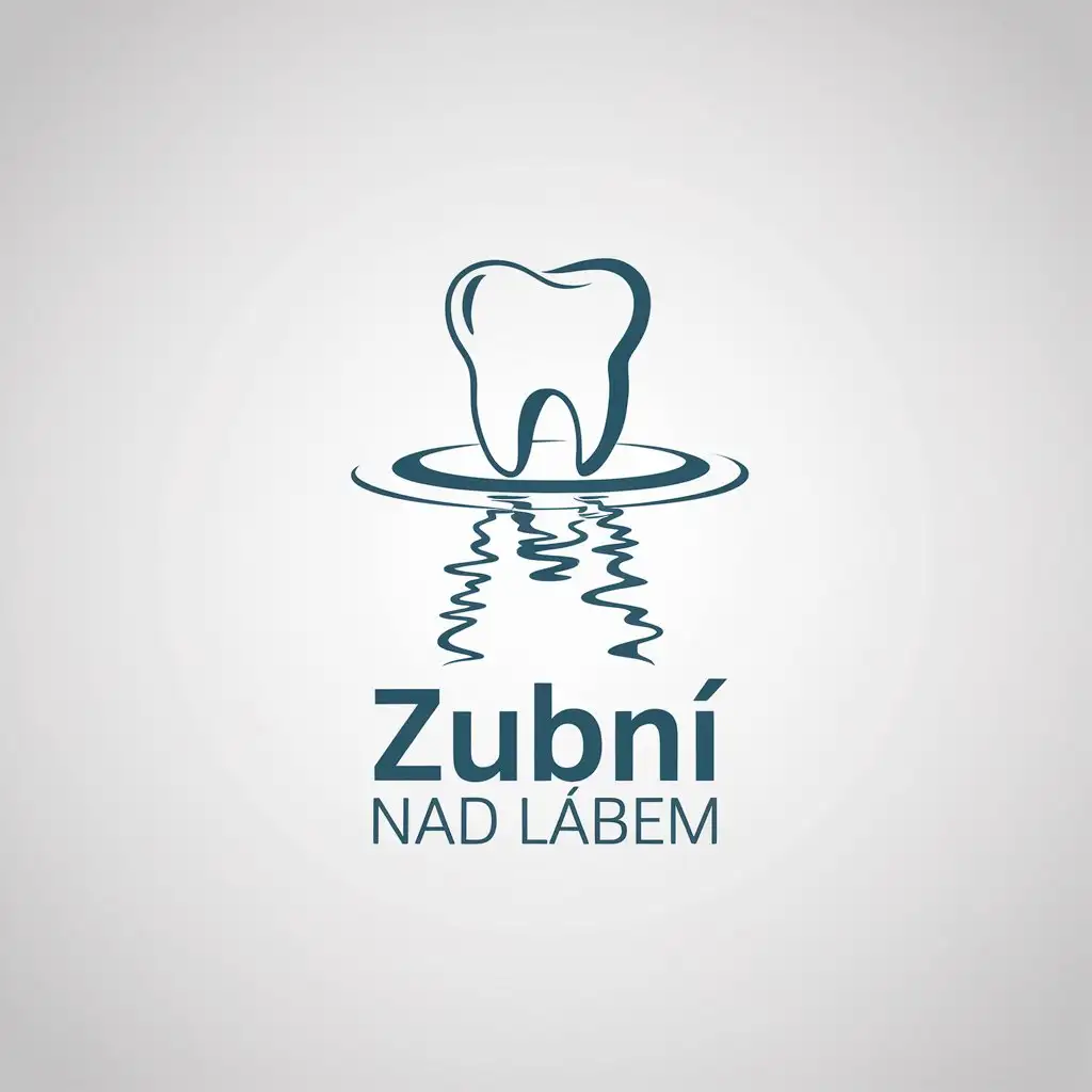 LOGO Design for Zubn nad Labem Minimalistic Tooth Above Water Symbol with Reflection for Dental Industry