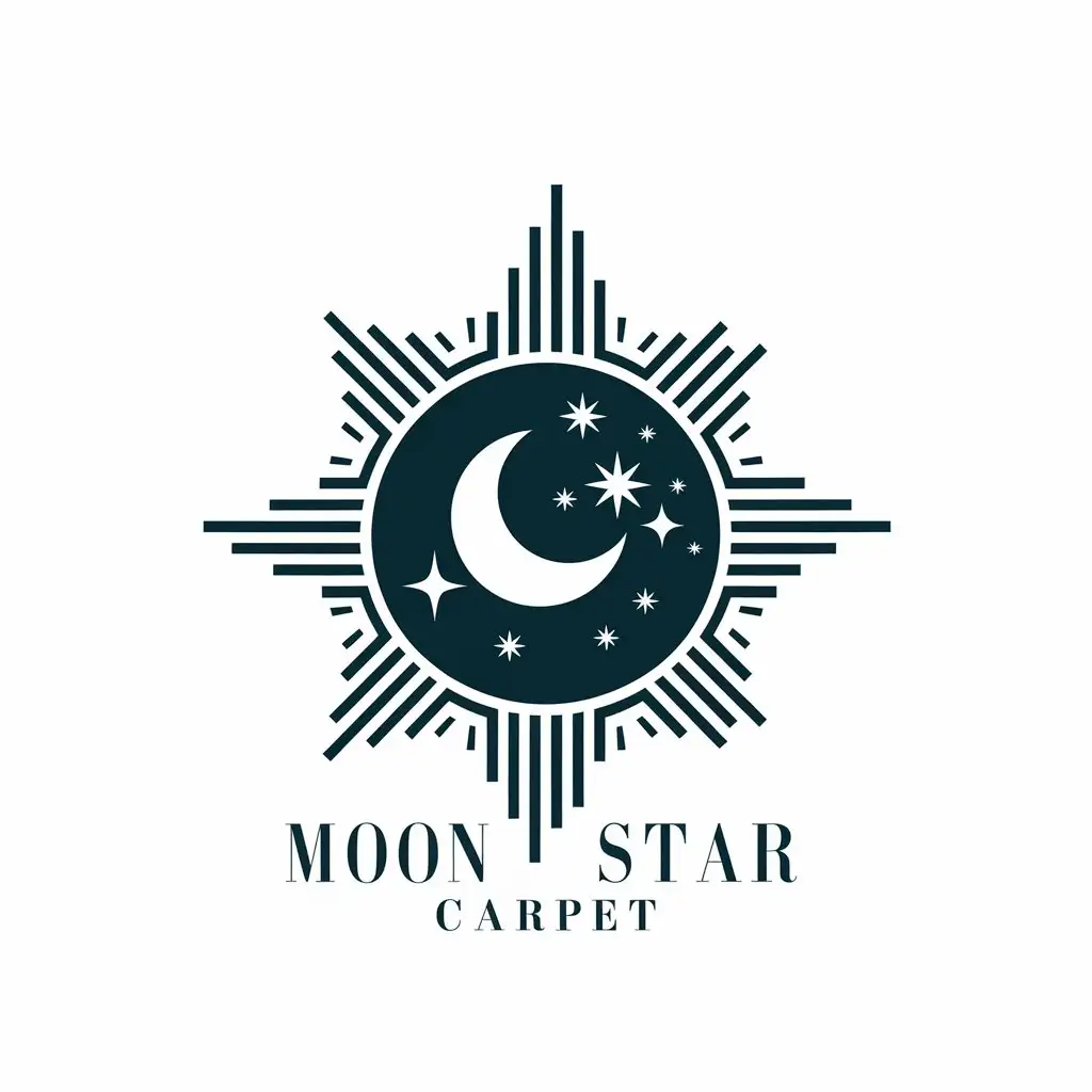 a vector logo design,with the text "moon star carpet", main symbol:moon star rug,complex,be used in Retail industry,clear background