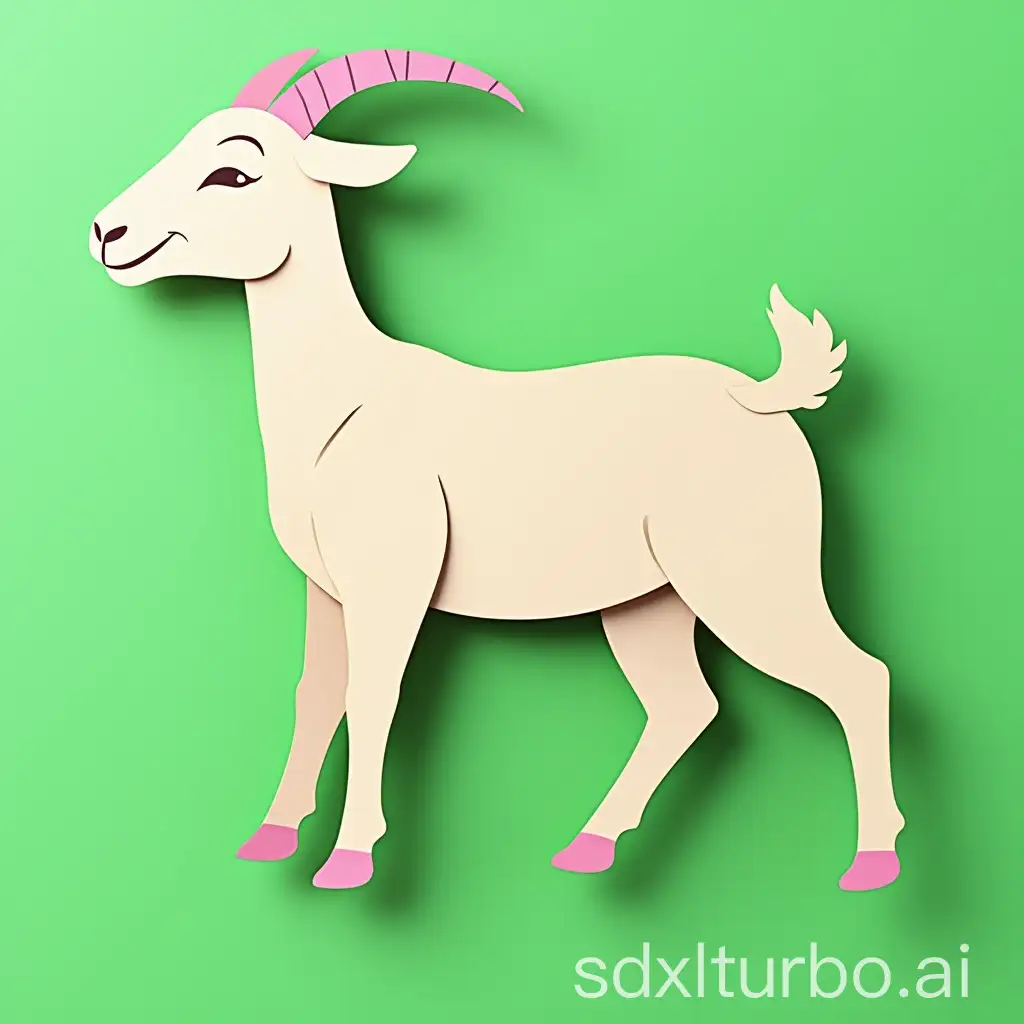 Colorful-Goat-Paper-Cut-Art-on-Green-Background