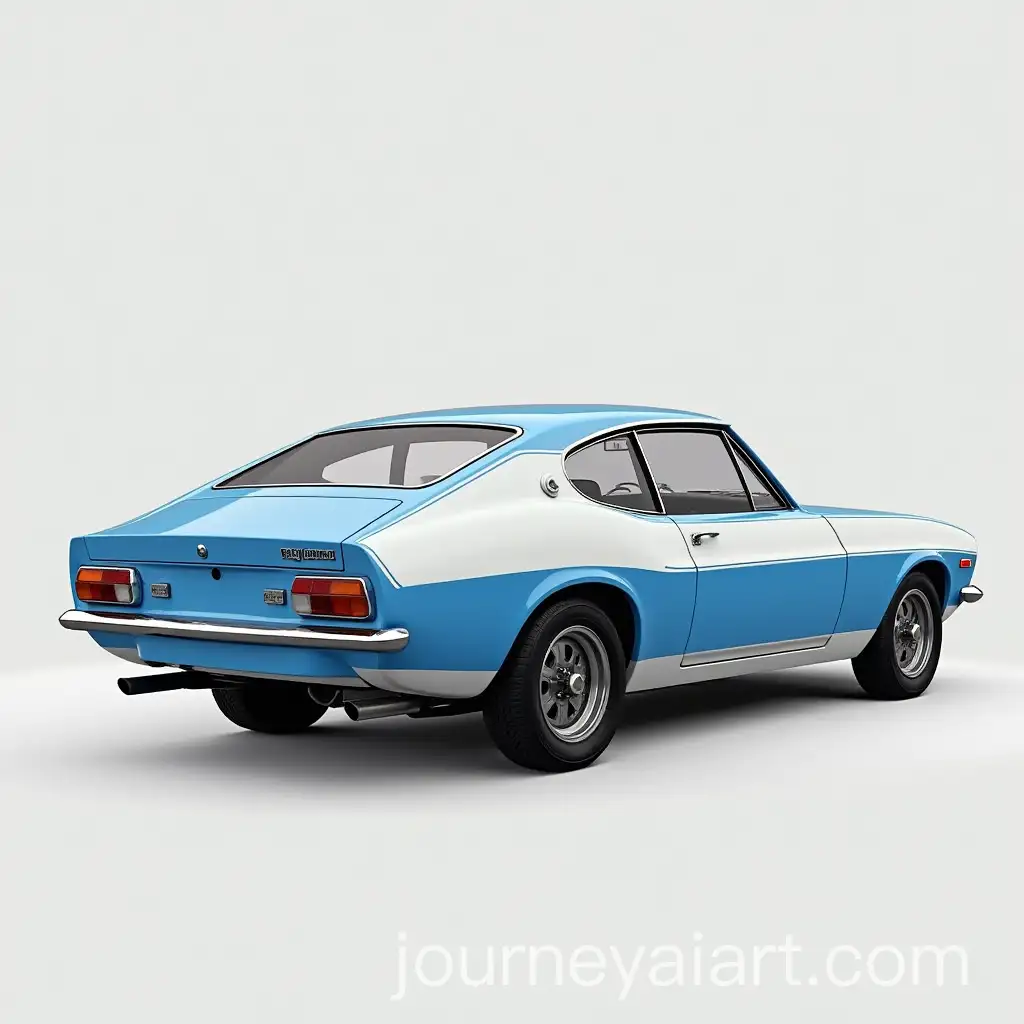 1974-Ford-Capri-Silhouette-Fastback-in-Light-Blue-and-White-Rear-Lateral-View
