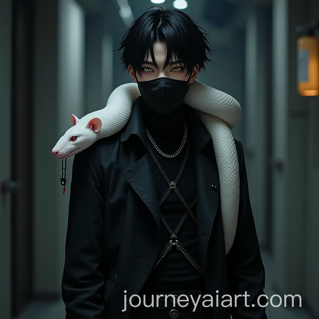 AI-Image-ExpansionMysterious-Japanese-Man-in-Darkwear-with-Albino-Snake-and-Intense-Gaze