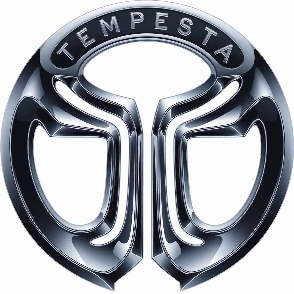 LOGO Design for Tempesta HighTech Electric Italian Car with Silver Metallic HyperRealistic Round Design