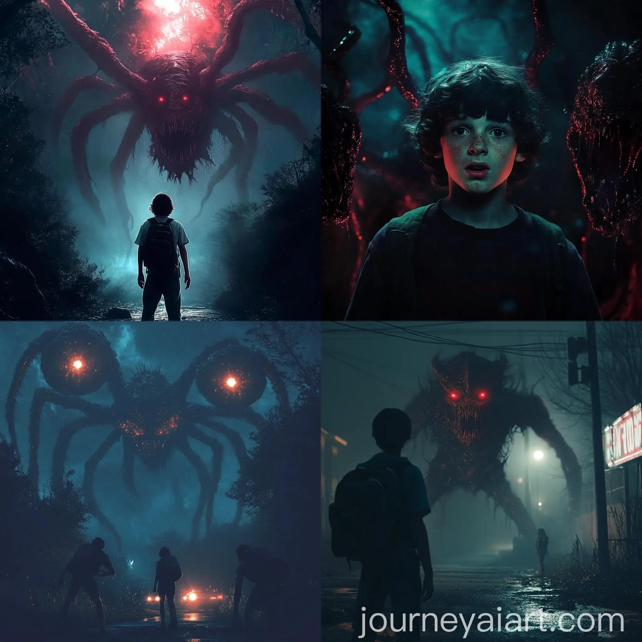 1980s-Style-Stranger-Things-Dark-Fantasy-Art-with-Demogorgon