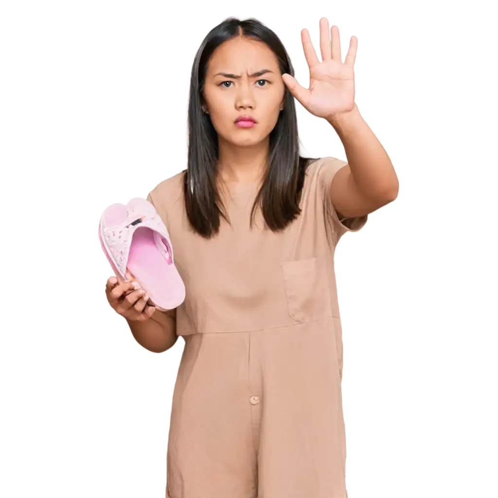 Angry-Asian-Mother-Holding-Slipper-PNG-Powerful-Image-of-Parental-Discipline