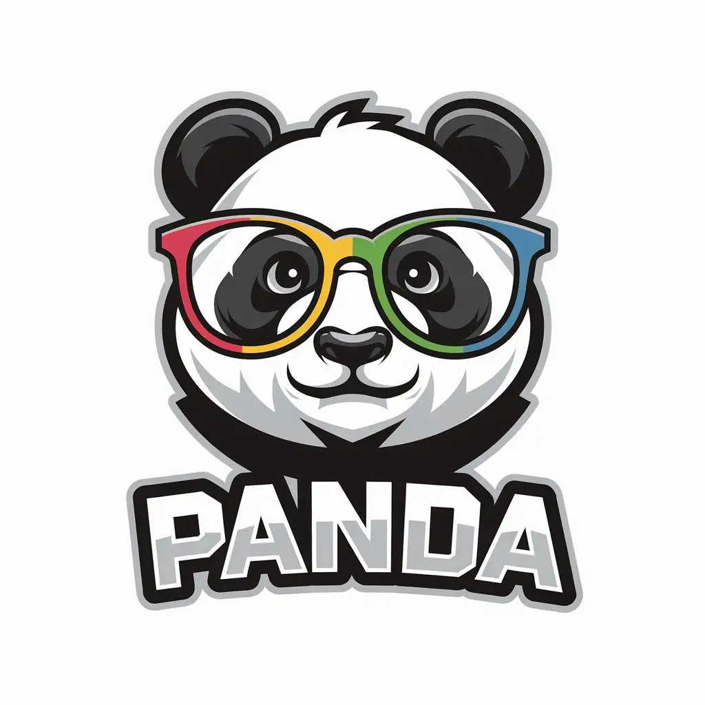 LOGO Design for Panda Vector Design with Colorful Glasses and Clear Background