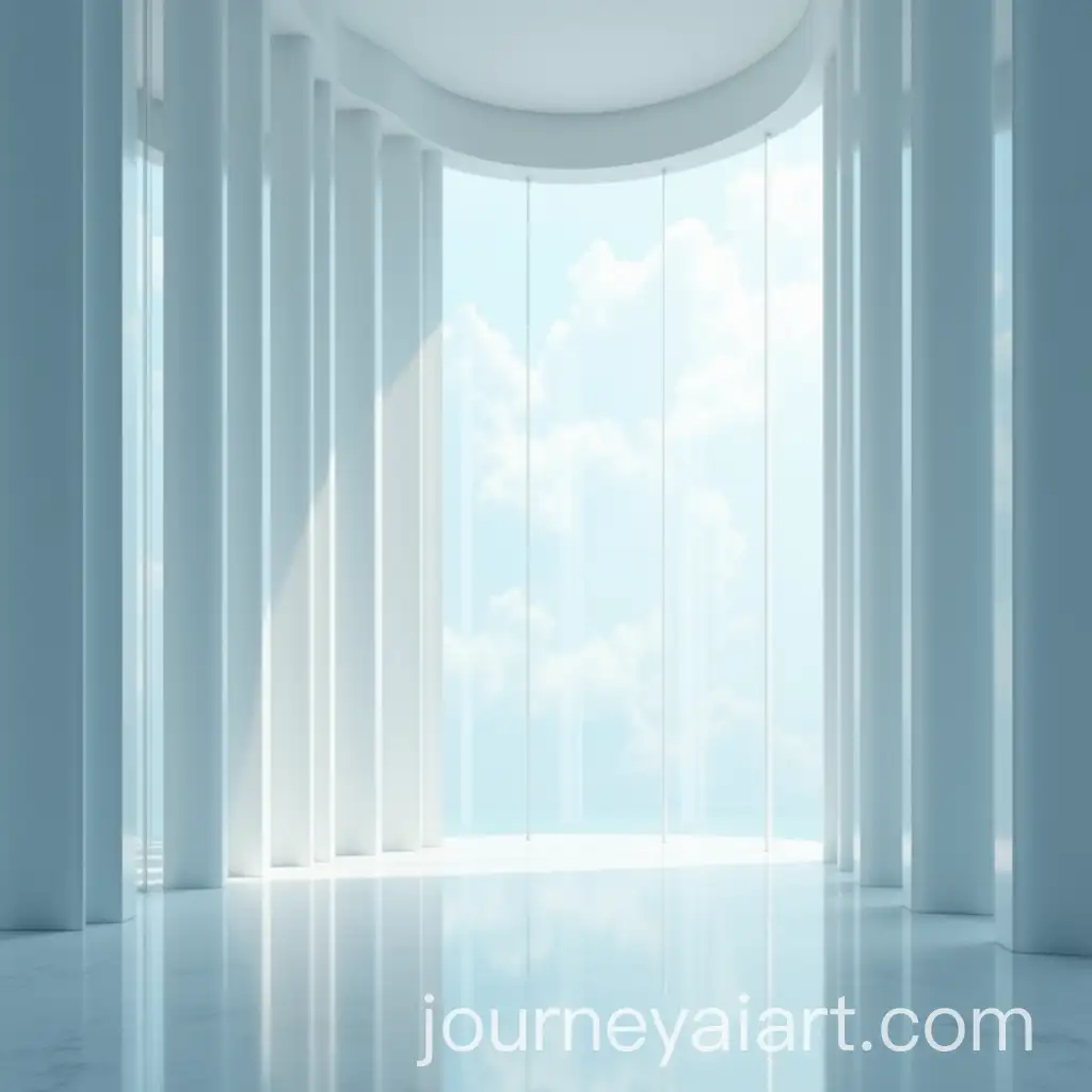 Translucent-Glass-Columns-Beneath-a-Sunlit-Cloudy-Sky