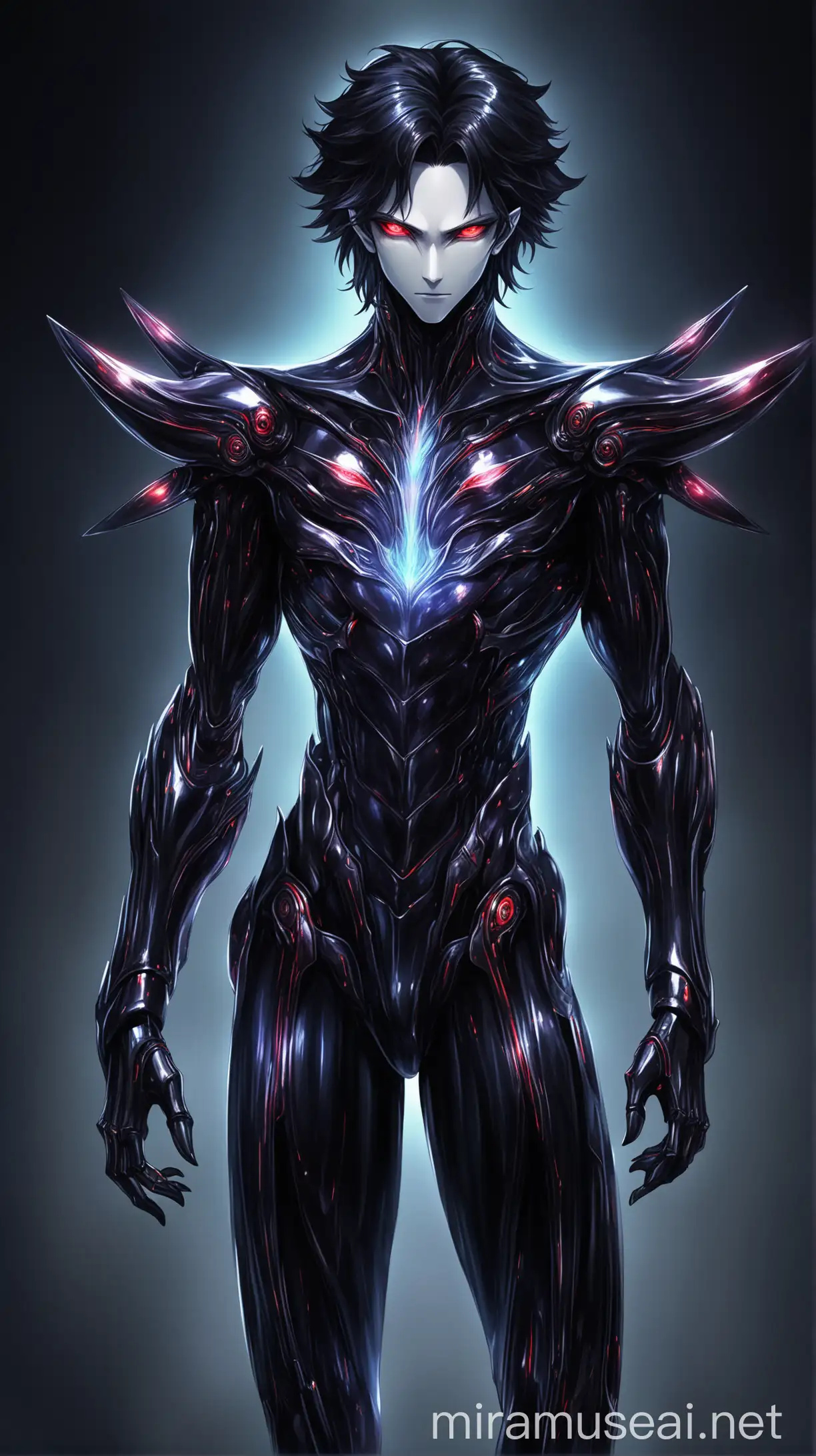 Futuristic AlienHuman Hybrid Villain with Metallic Exoskeleton