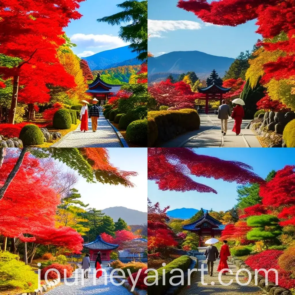 Couple-Walking-Along-Stone-Pathway-with-Red-Maple-Trees-and-Japanese-Pagoda